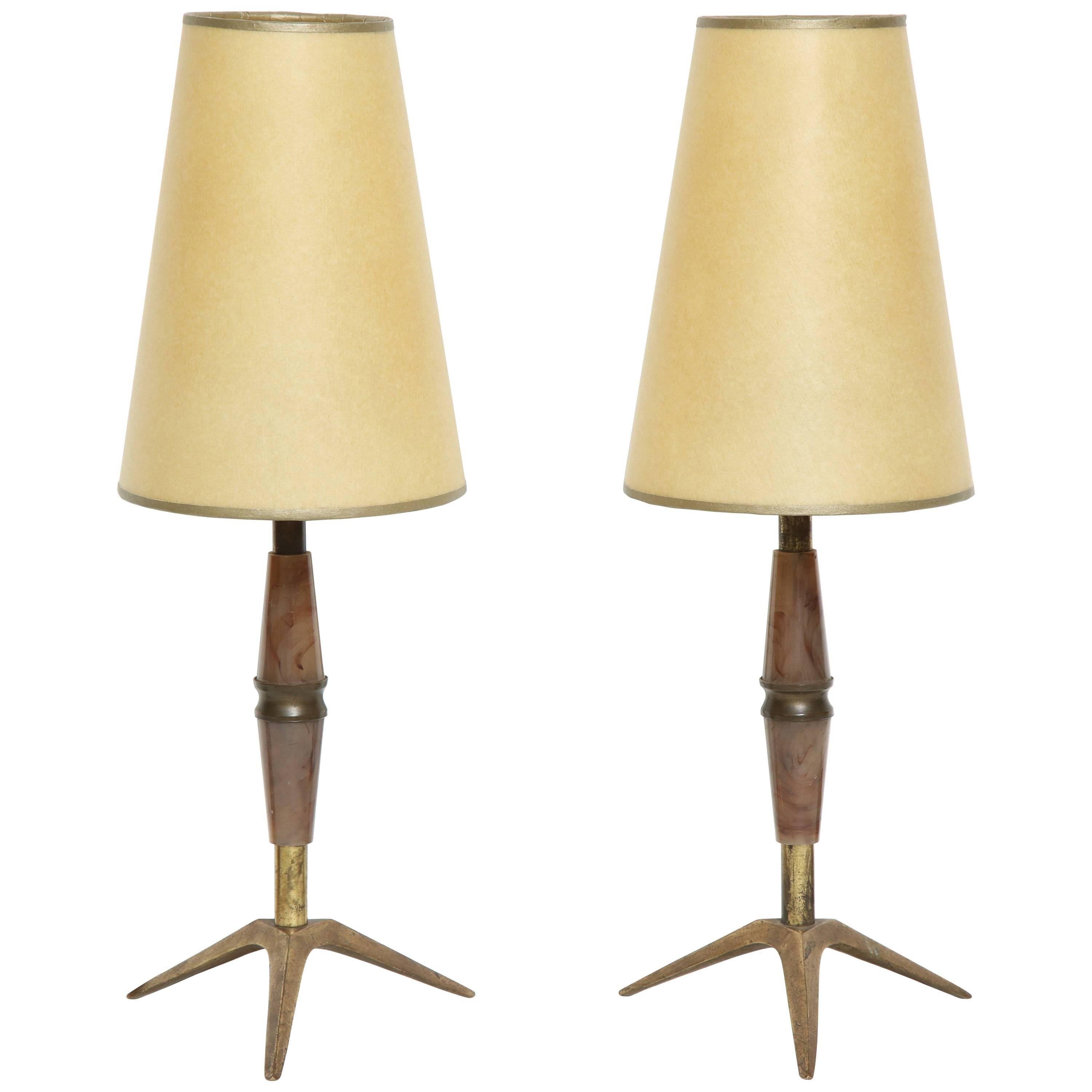 Brass and Bakelite Table Lamps