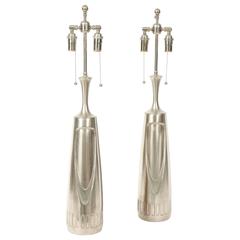 Pair of Brushed Aluminium Laurel Lamps 4