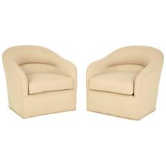 Elegant Pair of Club Chairs by Sally Sirkin Lewis