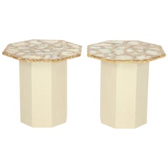 Pair of Octagonal Agate Side Tables