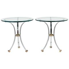 Pair of Maison Jansen Steel and Brass Side Tables, 1970s 6