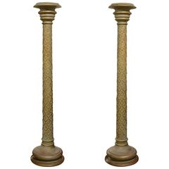 Pair of Decorative Wooden Painted Columns