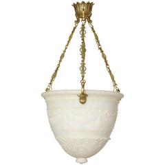 Danish Neoclassical Style Carved Alabaster Light Pendant, circa 1910 10