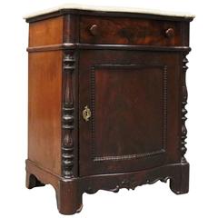 Antique Marble Top Mahogany Single Drawer Commode, circa 1880