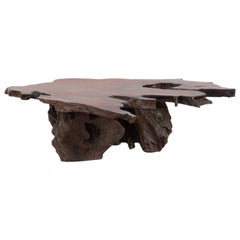 Large Natural Red Wood Biomorphic Coffee Table, 1960s
