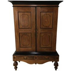 Used 19th Century English Colonial Satinwood and Ebony Linen Press