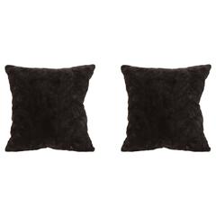 Pair of Sheared Black Mink Pillows