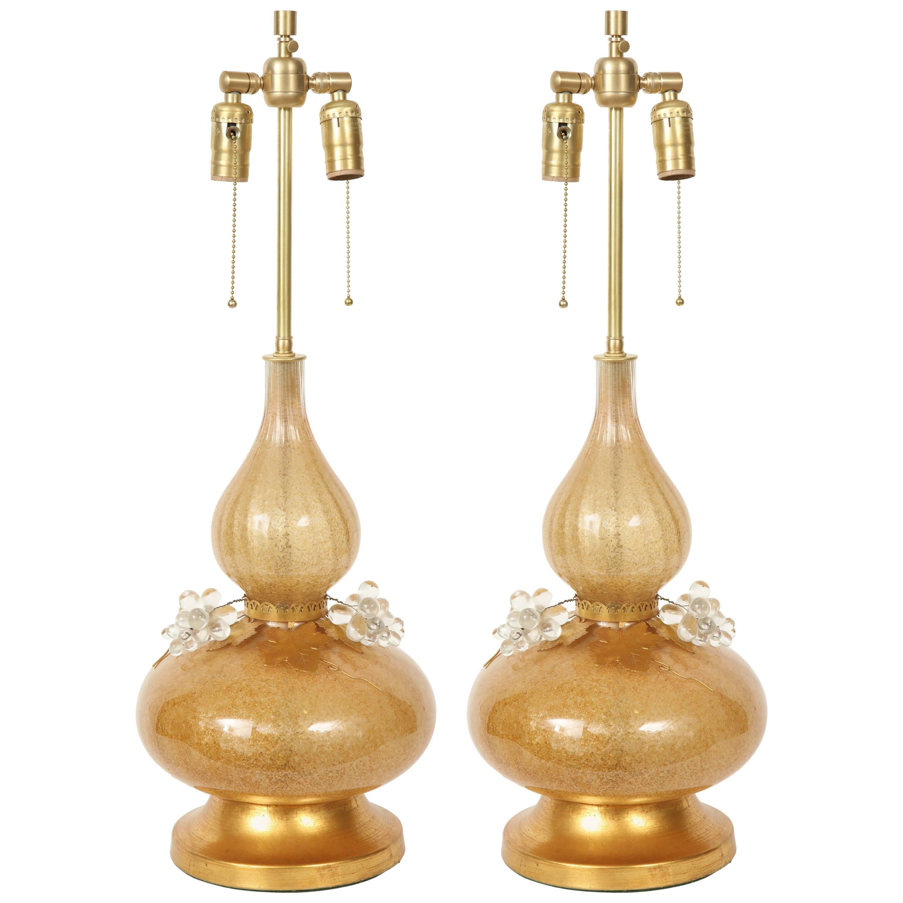 Marbro Gold Murano Glass Lamps