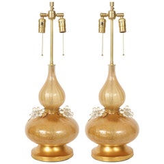 Marbro Gold Murano Glass Lamps