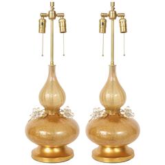 Marbro Gold Murano Glass Lamps 9