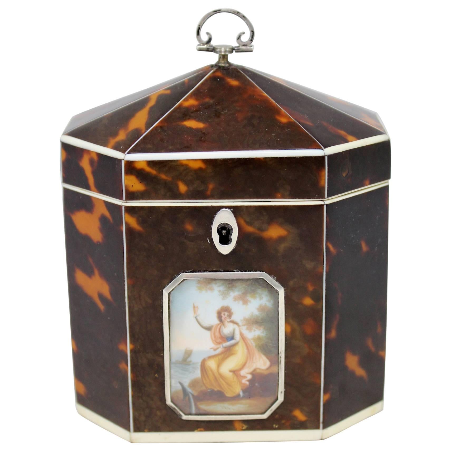 Exceptional Late 18th Century English Tea Caddy in Tortoiseshell