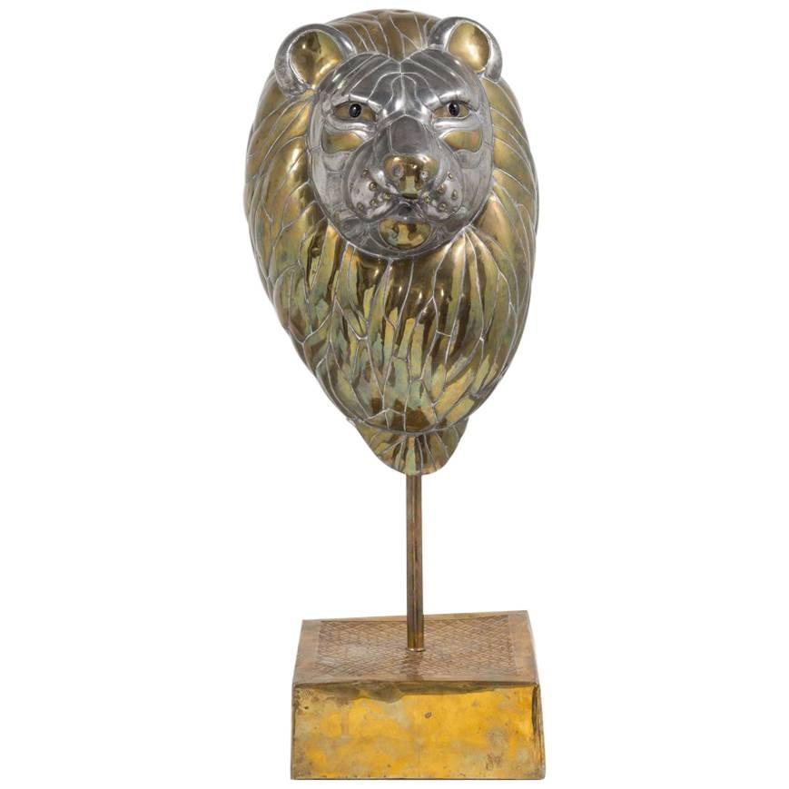Large Sergio Bustamante Bust of a Lion Signed and Editioned For Sale