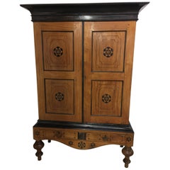 Antique 19th Century, Dutch Colonial Satinwood and Ebony Linen Press