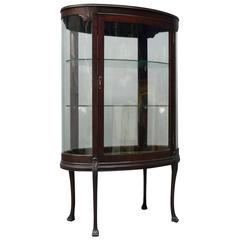 Antique French Carved Mahogany Oval Complete Glass Surround Vitrine, circa 1890