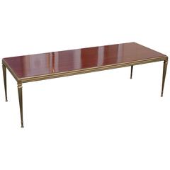 Brass Coffee Table with Walnut Top from 1960s
