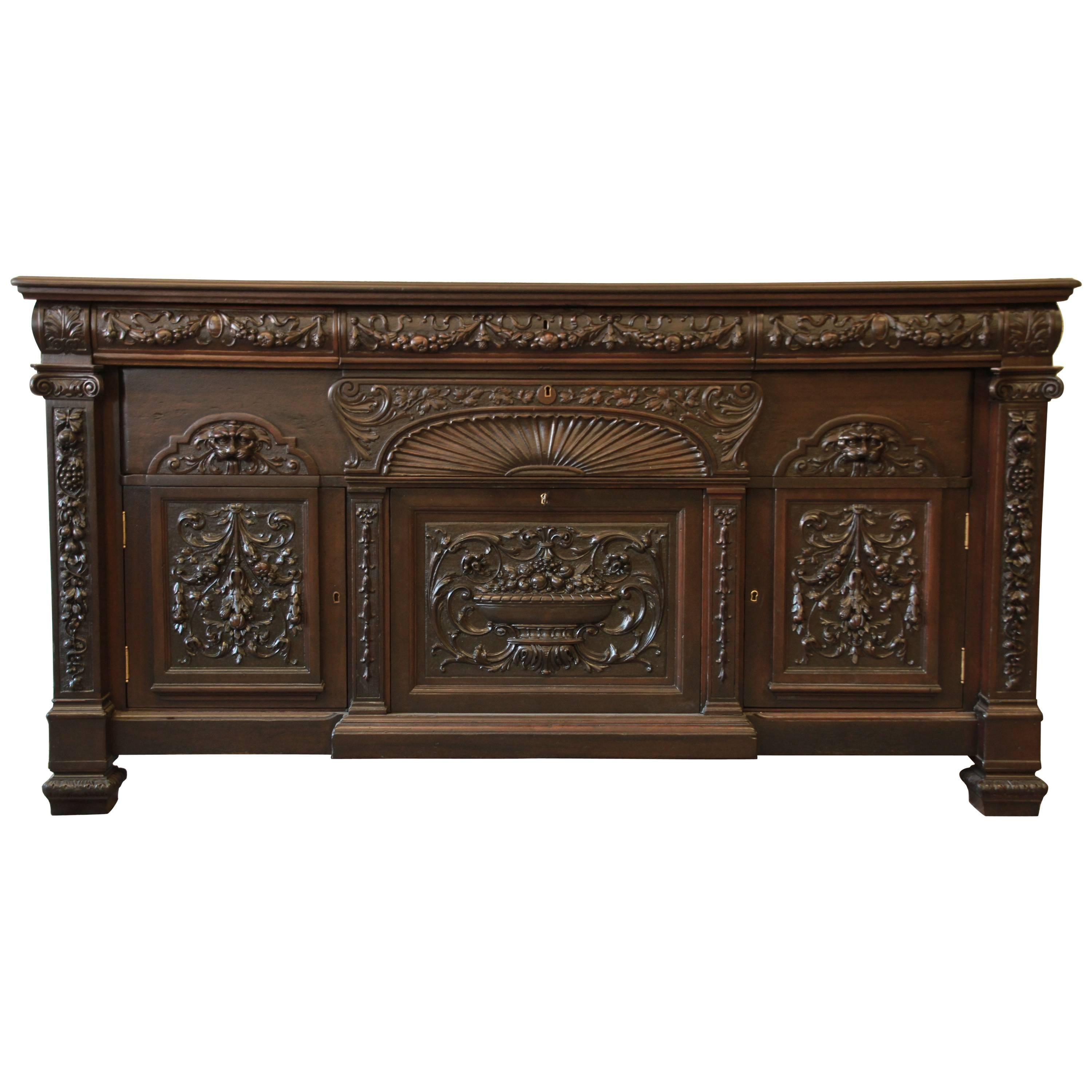 19th Century Ornate Victorian Mahogany Sideboard in the Manner of R.J. Horner