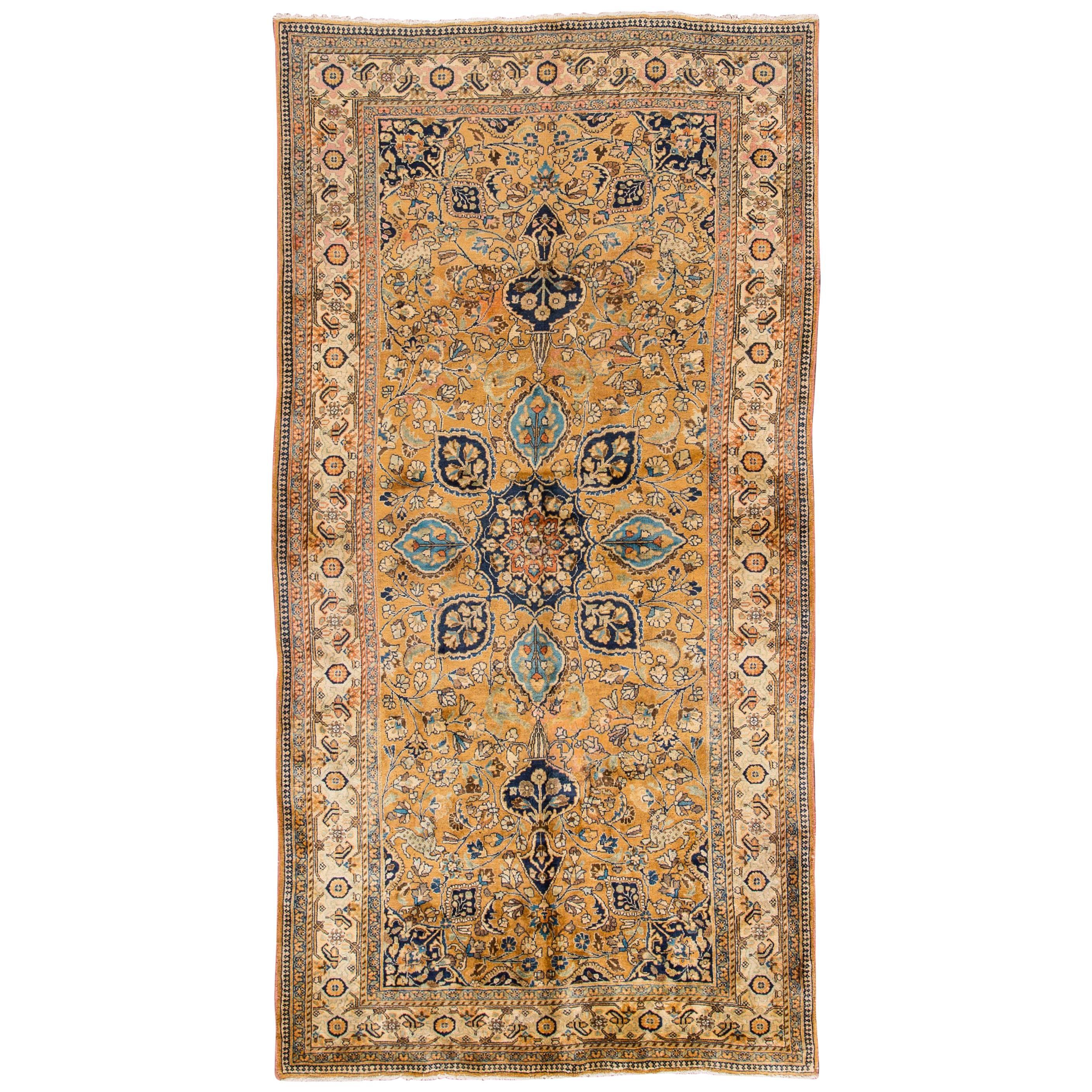 Vintage Woven Persian Mashad Rug For Sale