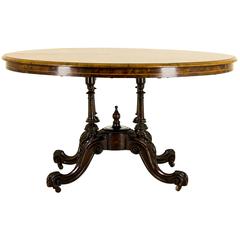 Antique Tilt-Top Table Scottish Victorian Burr Walnut Breakfast Table