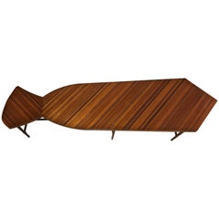 Tie Shaped Jonathan Charles Inlaid Coffee Table with a Wrought Iron Base