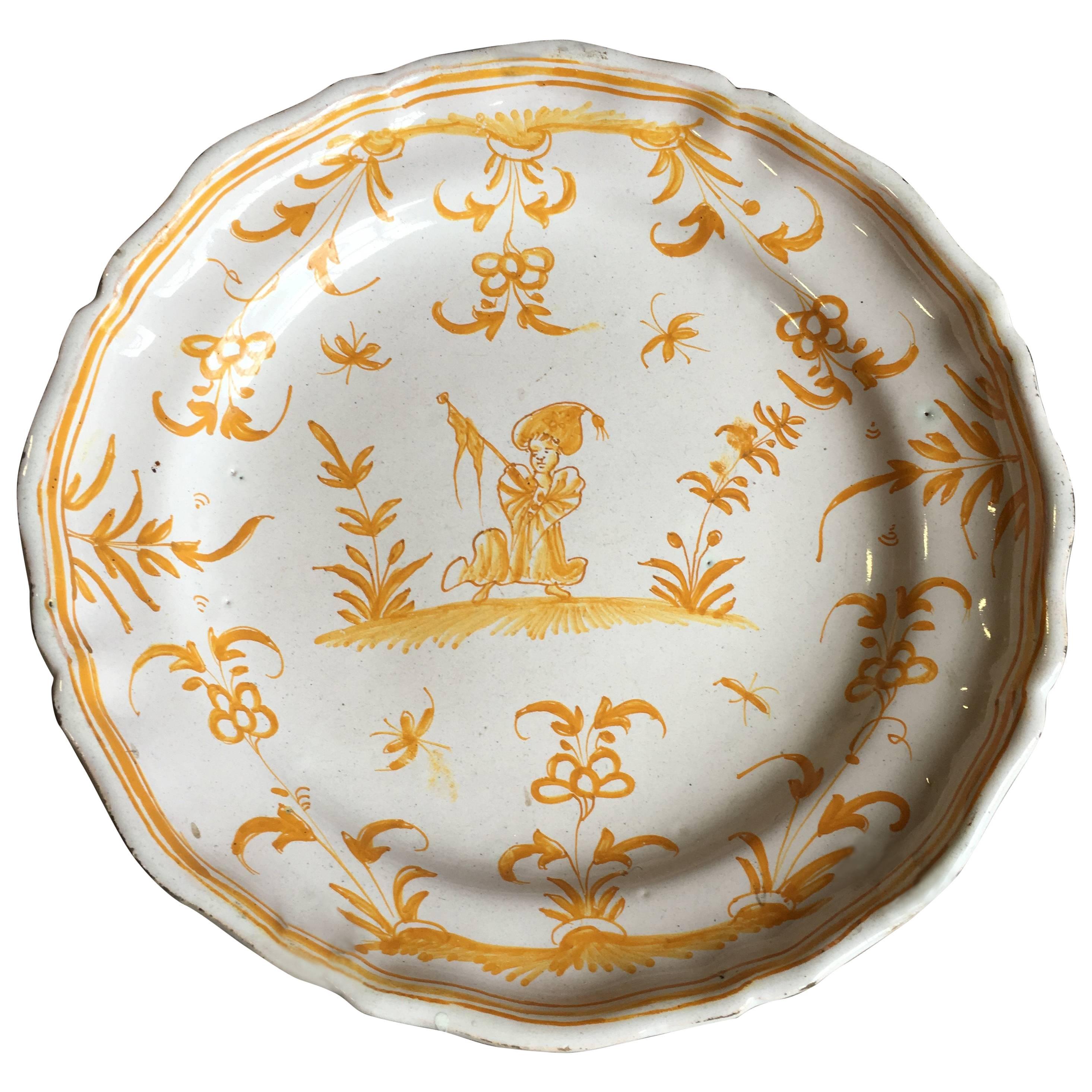 18th Century French Moustiers Plate