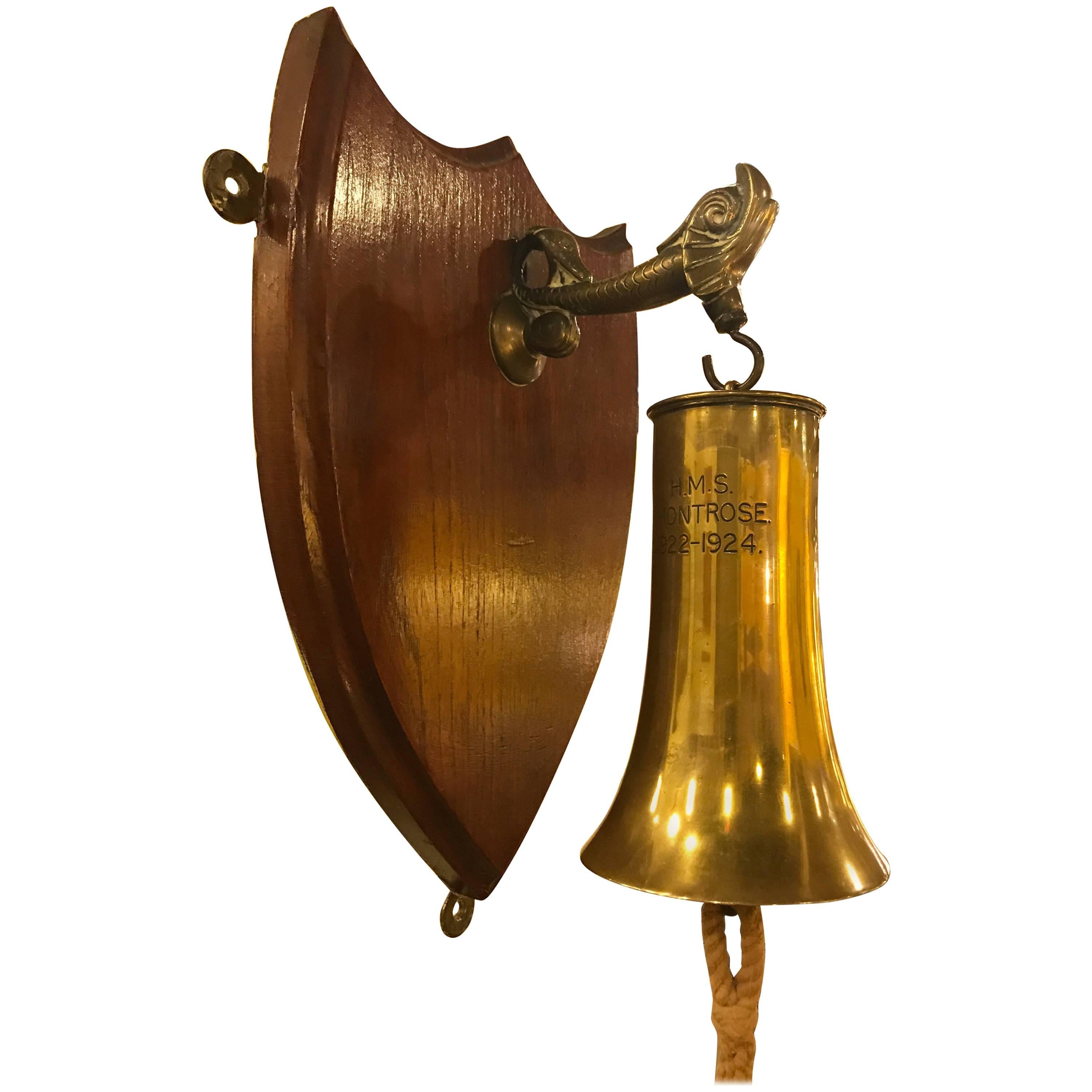 Mounted Ships Bell Made from Artillary Shell, Signed