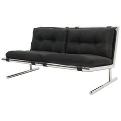 Arthur Umanoff Settee / Loveseat for Directional, Tubular Chrome, New Upholstery 5