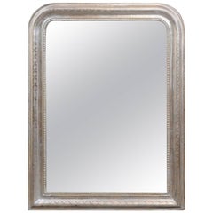 French Silver Leaf Louis-Philippe Mirror from the Turn of the Century