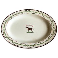 Antique 18th Century English Equestrian Platter, Race Horse "High Flyer"