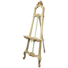 Vintage French, Louis XIV Style Painted and Gilt Adjustable Art Easel