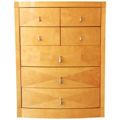 Baker Furniture Satinwood Seven-Drawer Highboy Dresser