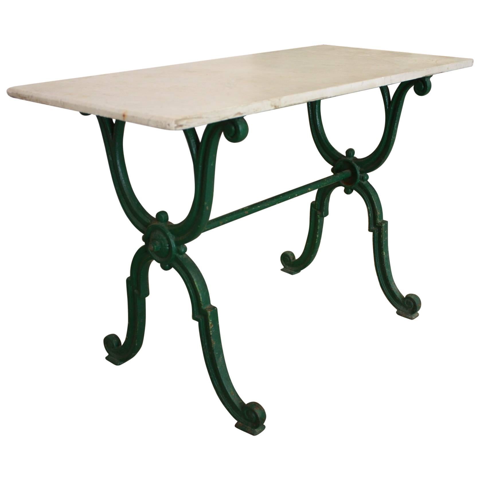French Bistro Table with Marble Top For Sale