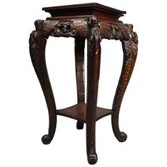 Vintage Chinese Heavily Carved Hardwood Sculpture Stand, circa 1950