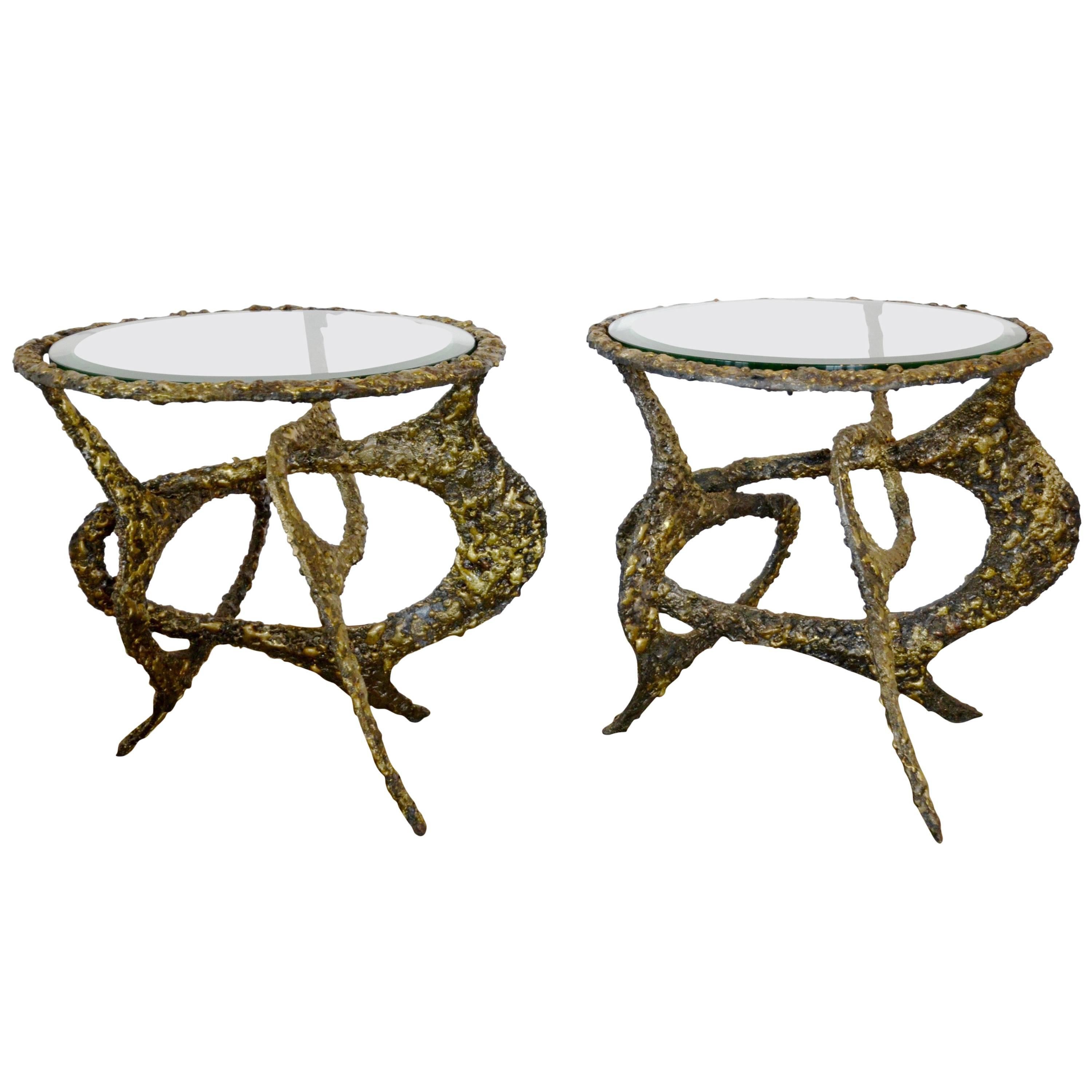 James Bearden Tangled Brass Side Tables, Pair