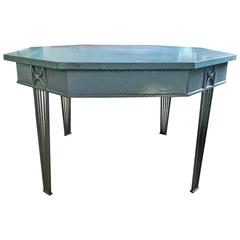 Large Octagonal Iron Dining Table, Center Table or Garden Table with Slate Top