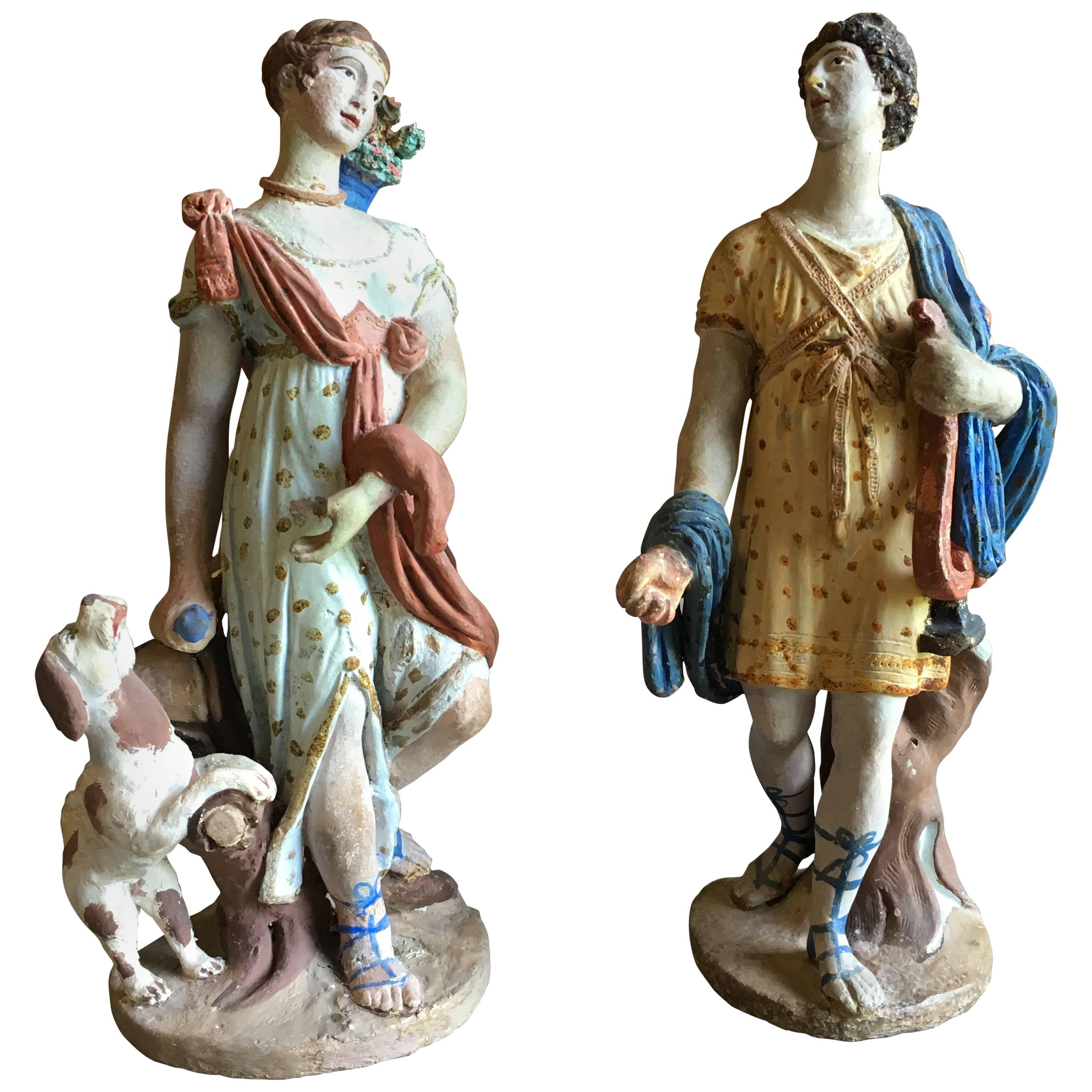 Pair of Classical Figurines, 18th Century For Sale