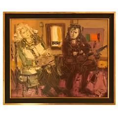 Signed and Dated Large Oil on Canvas Framed 10