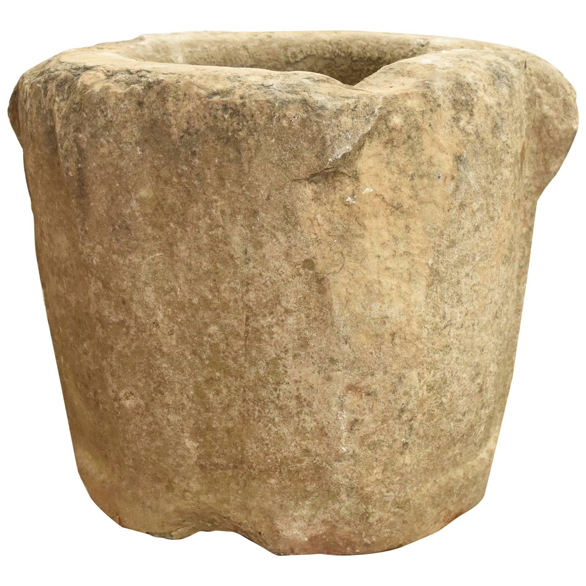Ancient French Stone Mortar from 17th Century or Earlier For Sale