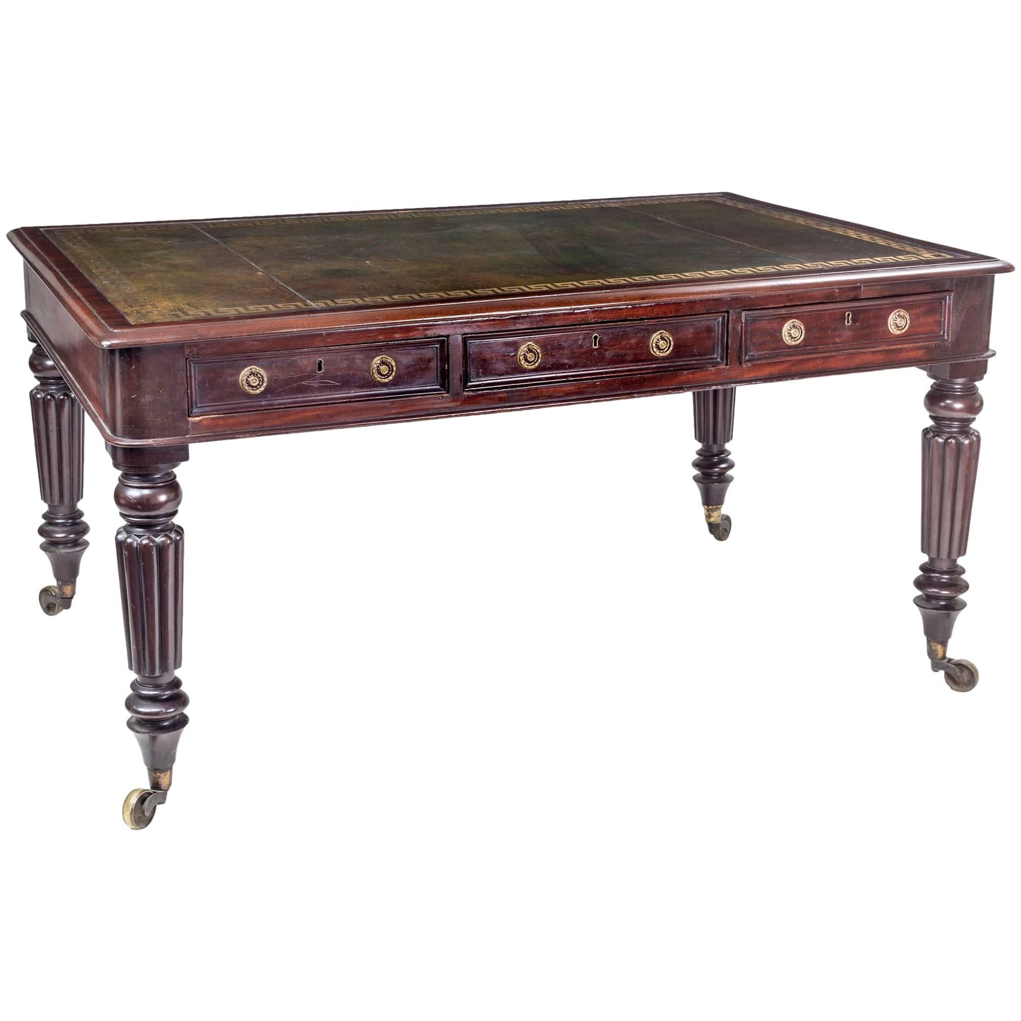 Antique Regency Partners Writing Table For Sale