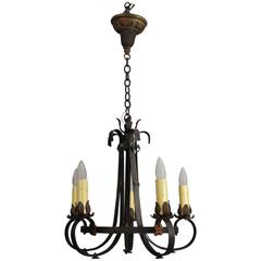1920s Spanish Revival Chandelier with Acanthus Leaf