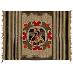 Early Native Weaving with Flag of Mexico Medallion, circa 1840