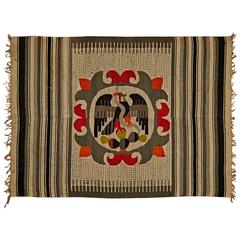 Early Native Weaving with Flag of Mexico Medallion, circa 1840 6