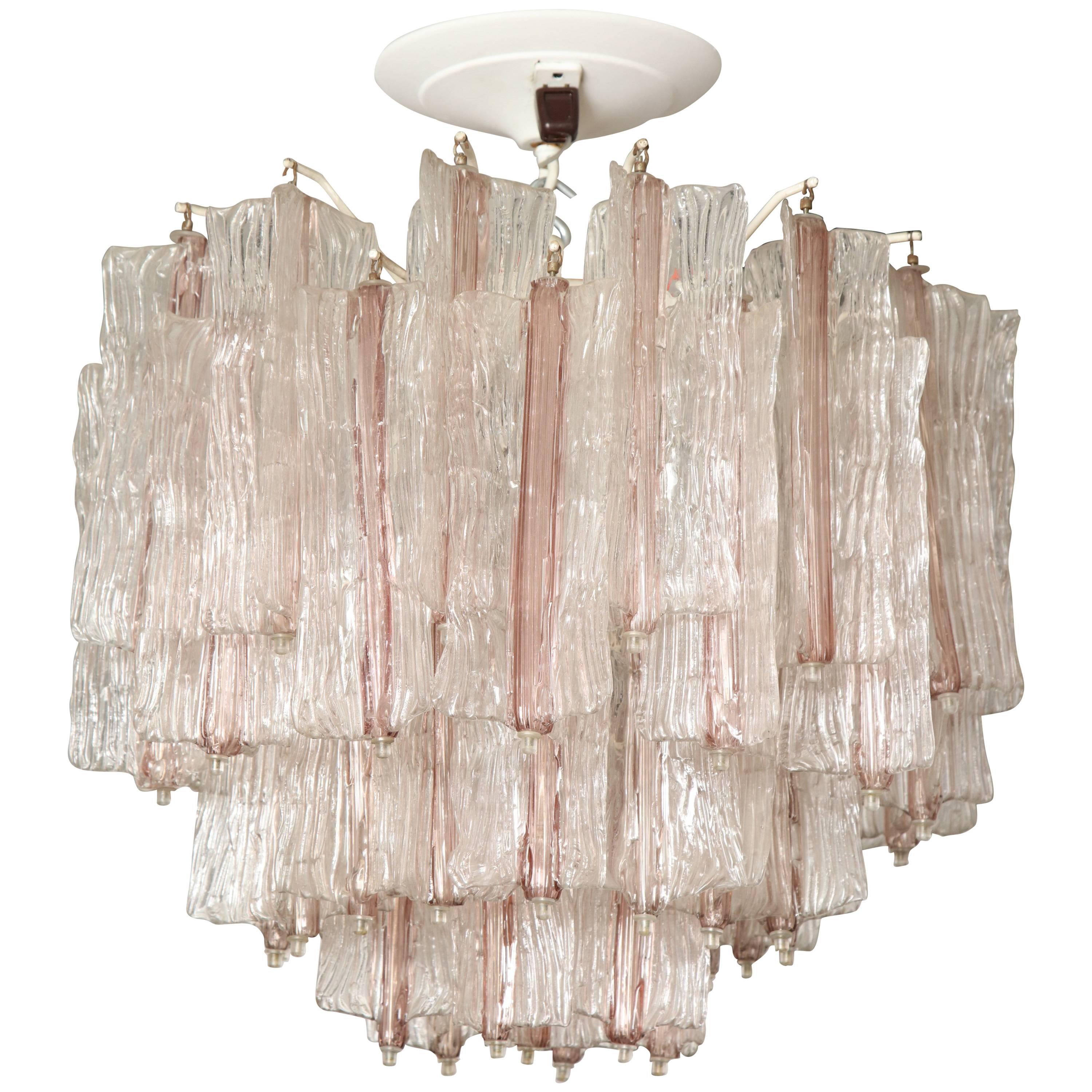 Vintage Amethyst and Clear Murano Glass Chandelier by Toni Zuccheri for Venini