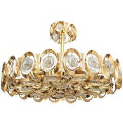 Glamorous Vintage Palwa Brass and Crystal Chandelier
