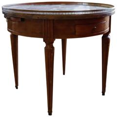 19th Century French Mahogany Bouillotte Marble-Top Table, circa 1880