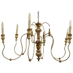 Italian Spider Six-Arm Chandelier Composed of 18th Century Elements and Iron