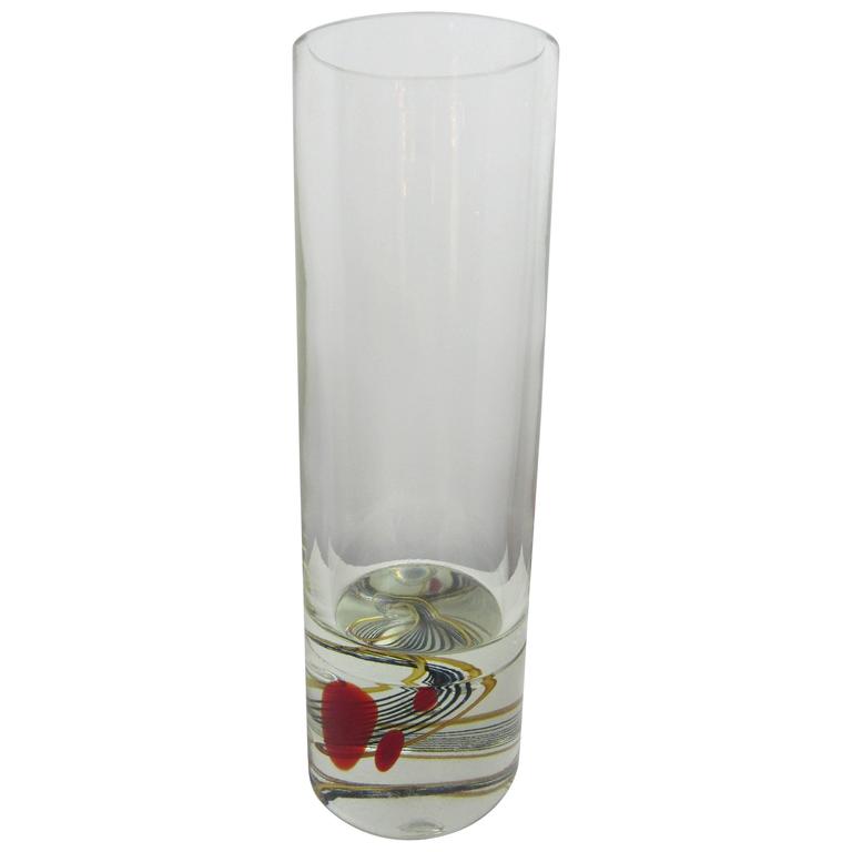 Seguso Tall Cylinder Thick Bottom Vase For Sale at 1stdibs