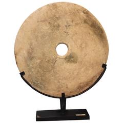 Patinated Vintage Limestone Disc on Mount Patinated Vintage Limestone Disc on Mount
