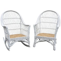 Antique Bar Harbor Wicker Chair and Rocker