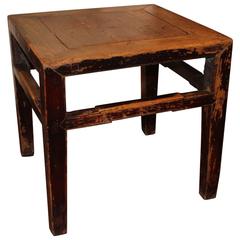 Antique Elm End Table, in Original Paint Patina 1