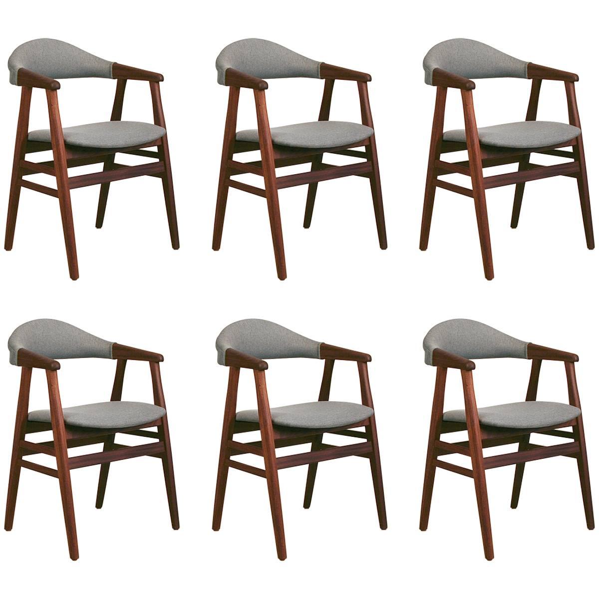 Vintage Danish Walnut Dining Chair, Set of Six For Sale